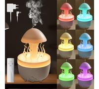 Diffusore di Oli Essenziali, Umidificatore Ambiente con Telecomando e 7 Color Luce, Diffusore Oli Essenziali 300ml con Paesaggio Gocce Pioggia, Diffusor Aromi Umidificatore con Tempistica 2/4 /8 Ore