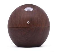 Diffusore di oli essenziali USB da 130 ml e umidificatore per aromaterapia, con luci LED colorate, design compatto con venature del legno, per auto e uso domestico (venature del legno scuro)