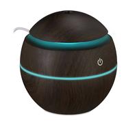 Relaxdays Diffusore di Oli Essenziali, per Essenze e Aromi, Umidificatore 150 ml, Luci LED Colorate, USB, Marrone Scuro
