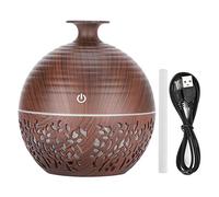 Diffusore di olio essenziale di aromi, 7 colori che cambiano Umidificatore d'aria USB 130 ml LED Desktop Nebbia fredda Vaporizzatore Umidificatore d'aria per venature del legno per la camera da letto