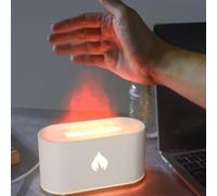 Diffusore e umidificatore per aromaterapia, effetto fiamma, 160 ml, con spegnimento automatico, sette modalità di luce colorata per spazi calmi (bianco)