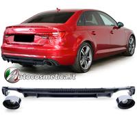 Diffusore estrattore paraurti posteriore+marmitte cromo per Audi A4 B9 8W 15-19