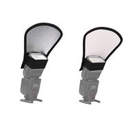 Diffusore Flash Fotografico a Due Facce 2 Pezzi in PU per Flash Esterno | Argento e Bianco, Controllo Doppio della Luce, per Matrimoni e Riprese All'aperto, Banda Elastica Robusta