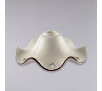 Diffusore in ceramica bianco lucido e marrone con decalco fiori di papavero