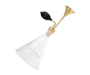 Diffusore in Vetro per Oli Essenziali con Doppia Parete e Pompa in Ottone | Design Elegante e Trasparente, Tubo Curvo Corto, per Esposizione Profumi e Uso in Ufficio