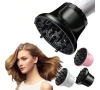 Diffusore per asciugacapelli, adatto per asciugacapelli da 1,4" a 3,15", adatto per capelli ricci e ondulati naturali (Nero) Tagli UnicaPC