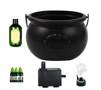Diffusore per calderone, vaso nero per Halloween, vaso nero con bottiglie di pozioni galleggianti, forniture per le vacanze per esterni, ingresso, cortile, cortile