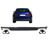 Diffusore Scarico Punte per Audi A6 C8 4K Avant Sedan 2018+ S6 Look Nero opaco