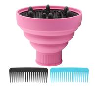 Diffusore universale pieghevole per asciugacapelli, da viaggio, con pettine, diffusore portatile per capelli spessi (colore: rosa)
