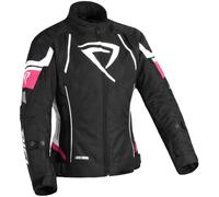 DIFI Estoril Aerotex impermeabile Ladies Moto Textile Jacket, nero/bianco/rosa, Taglia L