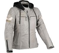 DIFI Jolene 2 Giacca in pelle da moto da donna, Grigio/nero chiaro, Taglia S