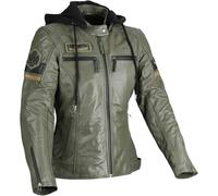DIFI Jolene 2 Giacca in pelle da moto da donna, nero-verde, taglia L per donne