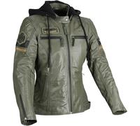 DIFI Jolene 2 Giacca in pelle da moto da donna, Verde/Nero, Taglia XXL