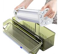 Dificato Dispenser per alimenti | Porta rotolo di pellicola trasparente con taglierina scorrevole per cucina, dispenser trasparente ricaricabile per pellicola di alluminio, carta cerata, taglio fluido