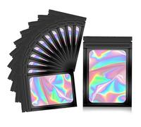 DIFLAX 100 Pezzi Sacchetti di Alluminio con Finestra Transparente Bustine Richiudibili Mylar con Zip Buste Colorato a Chiusura per Oorecchini Anelli Caramelle Gioielli (Nero,8x13cm)