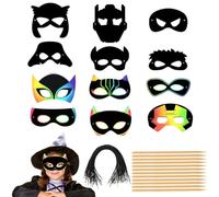 DIFLAX 12 Pezzi Maschere Supereroi Bambini, Fogli Scratch Art, Maschere Da Grattare, Fogli Neri Da Grattare Bambini, Disegni Da Grattare, Maschera Ninja Per Feste Di Cosplay, Carnevale, Halloween