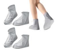DIFLAX 2 Paia Copri Scarpe Impermeabili con Cerniera, Sovrascarpe Riutilizzabile, Copri Scarpe Per Pioggia, Copriscarpe Antiscivolo, per Pioggia, Neve e Strade Fangose, Grigio (L)