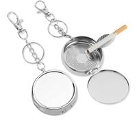 DIFLAX 2 Pezzi Portacenere Portatile, Posacenere Tascabile, Mini Portacenere, Antiodore Per Viaggi, Ideale Per Fumatori E Escursioni (Argento)