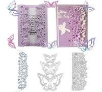 DIFLAX 3 Pezzi Fustelle per la Creazione di Biglietti Fustelle 3D in Metallo a Forma di Farfalla Fustelle Botaniche a Forma di Farfalla Cornici in Pizzo per Scrapbooking Cart DIY Goffratura Decorativa