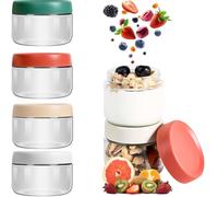 DIFLAX 4 Pezzi Contenitore in Vetro, Vasetto di Vetro, Conservazione Vetro, Ermetico, Freezer, Lavastoviglie, Per Alimenti, Pappe Neonati (300 ml)