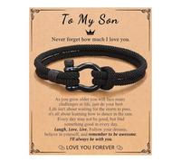 DIFLAX Bracciale a Mio Figlio, Bracciale da Uomo per Regali di Compleanno del Figlio, Braccialetti per Fanciullo di Mamma Papà, Idee Regalo Uomo Compleanno, Regali per Ragazzi Adolescenti