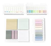 DIFLAX Fogli Di Note Adesive Trasparenti 6 Foglietti Adesivi Trasparenti Morandi di 3 Dimensioni con 2 Set di Schede di Annotazione Morandi Schede di Indice Per Annotazioni Di Libri Ufficio E Scuola