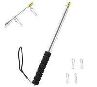 Difounmas Set di aste telescopiche per bandiere telescopiche, 3 metri, asta telescopica, blu, allungabile con 4 moschettoni, per guide turistiche, campeggio, gite