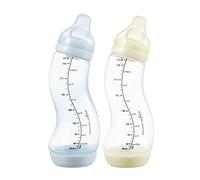 Difrax Biberon anti colica 0-6 mesi - Biberon Bebe Nascita/Biberon Allattamento al seno - Facile accettazione - 2 biberon S - Bianco & Azzurro