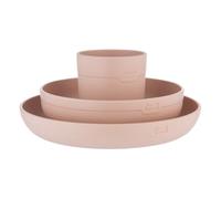 Difrax LOVI Set da pranzo per bambini con tazza - rosa - set completo per i primi morsi - leggero, sicuro e ideale per i più piccoli