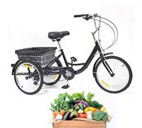 DIFU triciclo per adulti 3 ruote bicicletta 20 pollici bici da donna bici da città 8 velocità tricicle con cestello 110 kg carico massimo per anziani City Outdoor Sports Shopping Nero