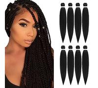DIFUNEE 8 confezioni di extension per capelli sintetici pre-tesi da 50,8 cm, colore nero naturale, trama Yaki, fissaggio con acqua calda (50,8 cm, 1B-8P)