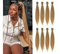 DIFUNEE Extension di capelli pre-stirati, 61 cm, confezione da 8 pezzi, biondi lunghi, per trecce intrecciate o intrecciate, texture yaki, con acqua calda, 61 cm, #27-8P)