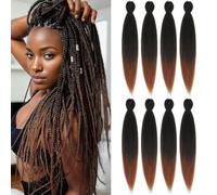 DIFUNEE Trecce di capelli pre-stirati, 61 cm, 8 confezioni da 8 ciocche di capelli sintetici per trecce intrecciate o intrecciate, texture yaki, con acqua calda, 61 cm, T30-8P