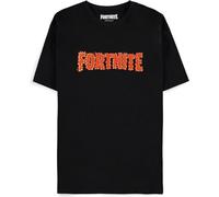 Difuzed Fortnite Black Tshirt - Flames Logo Maglietta Nera - XS, XXL