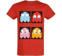 Difuzed - Maglietta Uomo Pac-Man (Rosso) Maglietta Tshirt Gaming Pacman Fantasmi