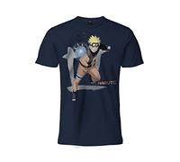 Difuzed T Shirt Modello Naruto Uzumaki con Stampa Frontale. Blu Navy. 100% Cotone. Unisex. Prodotto Ufficiale. Taglie da Adulto Ragazzo. (IT, Testo, M, Regular, Regular, Blu)