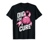 Dig for a Cure Pallavolo Nastro rosa cancro al seno Guerriero Maglietta