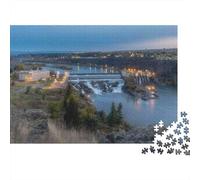 Diga al Fiume Crepuscolo 1000 Pezzi Puzzle Difficile per Adulti Paesaggio Fluviale Panoramico al Crepuscolo Premium Robusto Alta Qualità Vivace Antistress Gioco 38x26cm/1000pz
