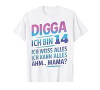 DIGGA ICH Bin 14 Divertente Compleanno con Scritta Maglietta