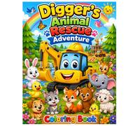 Digger's Animal Rescue Adventure Coloring Book: A Fun Construction Vehicle Coloring Book with Cute Baby Animals, Forest Adventures, and Easy Coloring Pages for Kids Ages 3-8