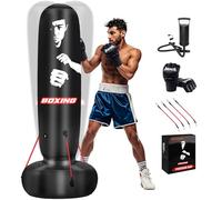 digi Sacco da boxe in piedi, per adulti, 170 cm, autoportante, con guanti, pompa gonfiabile, sacco da boxe gonfiabile, per fitness, MMA Muay Thai