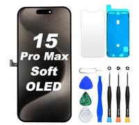 DIGI4U Display per iPhone 15 Pro Max Soft OLED 6.7 pollici sostituzione schermo True Tone FHD COP Display Digitizer Assembly con strumento di riparazione, protezione schermo e colla impermeabile