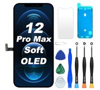 DIGI4U Schermo di ricambio per iPhone 12 Pro Max Soft OLED 6.7 pollici True Tone FHD COP Display Digitizer Assembly con strumento di riparazione, pellicola protettiva e colla impermeabile