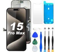 DIGI4U Schermo di Ricambio per iPhone 15 PRO Max, da 6,7 Pollici, per 15 PRO Max Kit di Riparazione per Display LCD, con Adesivo per Telaio+Pellicola Proteggi Schermo+cacciaviti magnetici