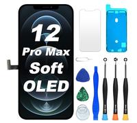 DIGI4U Soft OLED per iPhone 12 Pro Max Display da 6,7 pollici True Tone FHD COP Display Digitizer Assembly con strumento di riparazione, pellicola protettiva e colla impermeabile