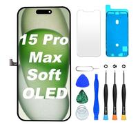 DIGI4U Soft OLED per iPhone 15 Pro Max Display da 6,7 pollici Truetone FHD COP Display Digitizer Assembly con strumento di riparazione, protezione schermo e colla impermeabile