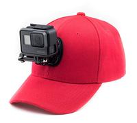 Digicharge Cappellino da Baseball con Supporto per Action Camera Compatibile con GoPro Lit Hero Hero13 13 Max 2 Hero12 12 /DJI OSMO Action 5 Pro 4 / Insta360 One/Akaso Crosstour Camkong Victure Rosso
