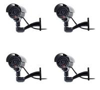 Digicharge Telecamera di sicurezza finta con LED illuminati, effetto realistico CCTV Camera, per interni ed esterni, impermeabile + adesivo di avvertimento - confezione da 4 pezzi