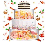 Digiele Alzata per Torta, 2 Pezzi Espositori per Torta in Acrilico per Tavolo da Dessert, Cilindro Trasparente Riempibile, Alzata Rotonda Cupcake con Luci LED decorative: Compleanni, Matrimoni e Feste