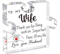 DIGIELE Placca puzzle in acrilico per moglie, San Valentino, matrimonio, compleanno, Natale, festa della mamma, decorazione da scrivania per casa/ufficio, 12 x 10 x 1,5 cm